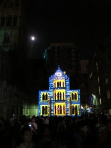 Full moon on the rise, White Night Melbourne, 2013