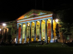 State Library of Victoria, also decorated by a light show, White Night Melbourne, 2013